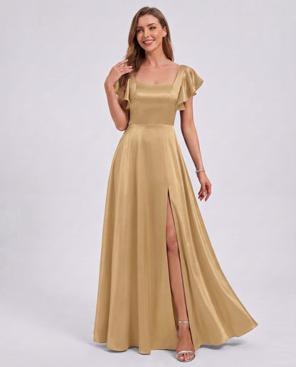Satin Square Neck Maxi Dress