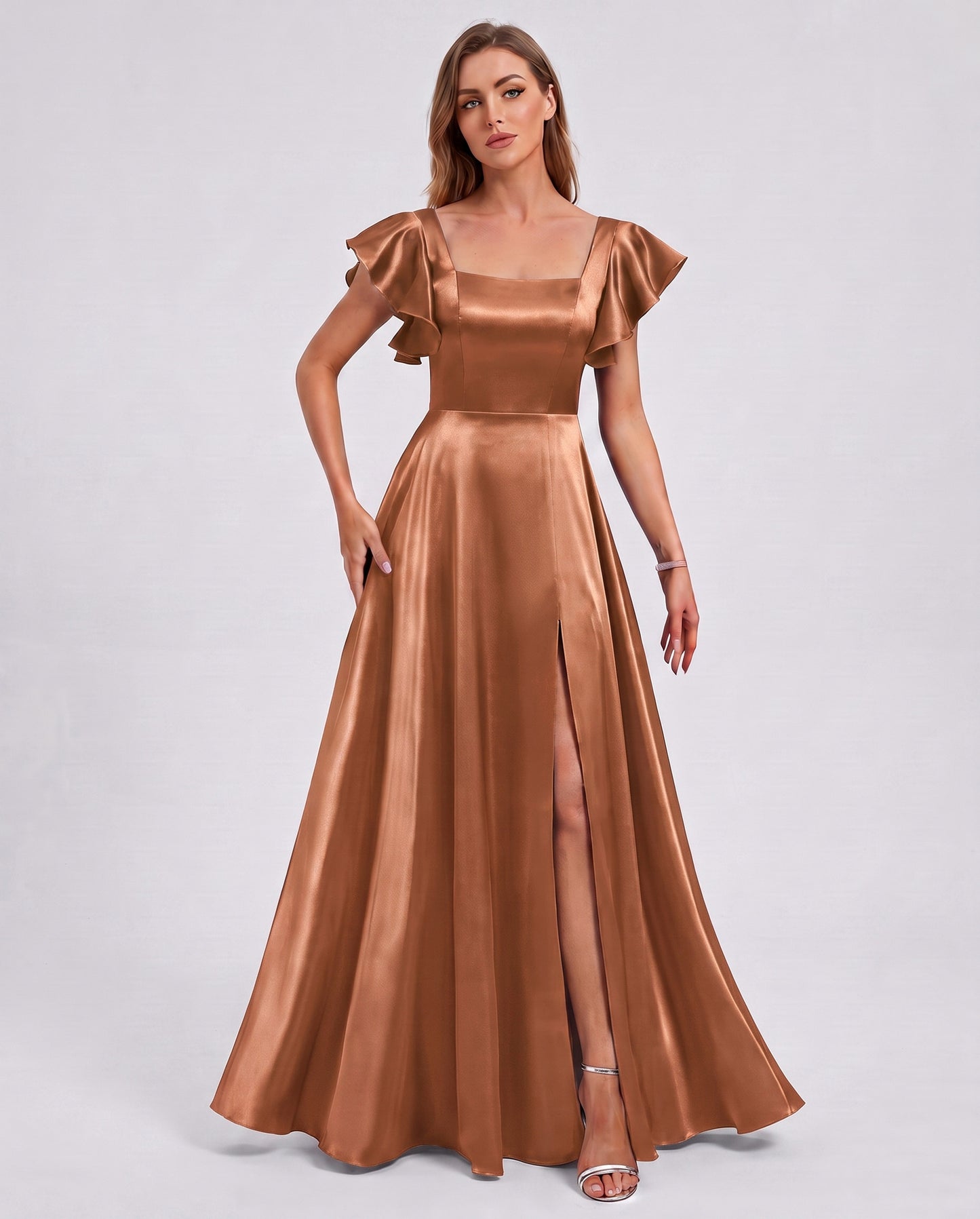 Satin Square Neck Maxi Dress