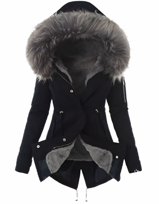 Hooded Faux Fur Trim Parka
