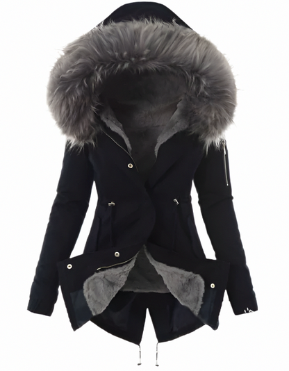 Hooded Faux Fur Trim Parka