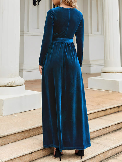 Velvet Long Sleeve Maxi Dress