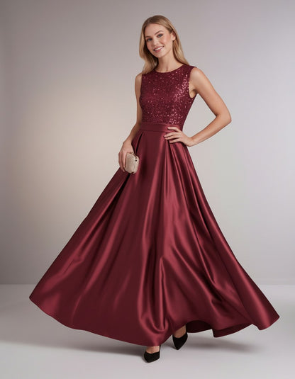 Sequin Pleated Ball Gown