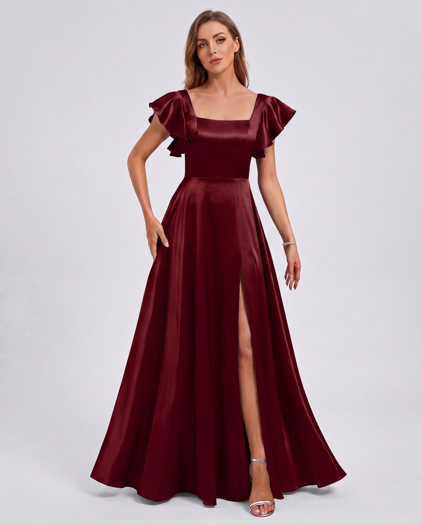 Satin Square Neck Maxi Dress