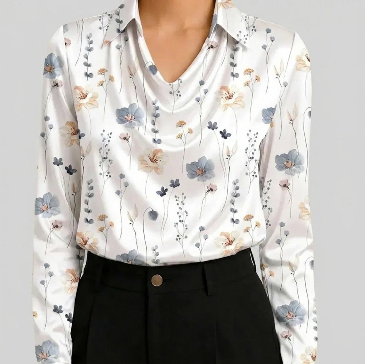 Satin Cowl Neck Blouse