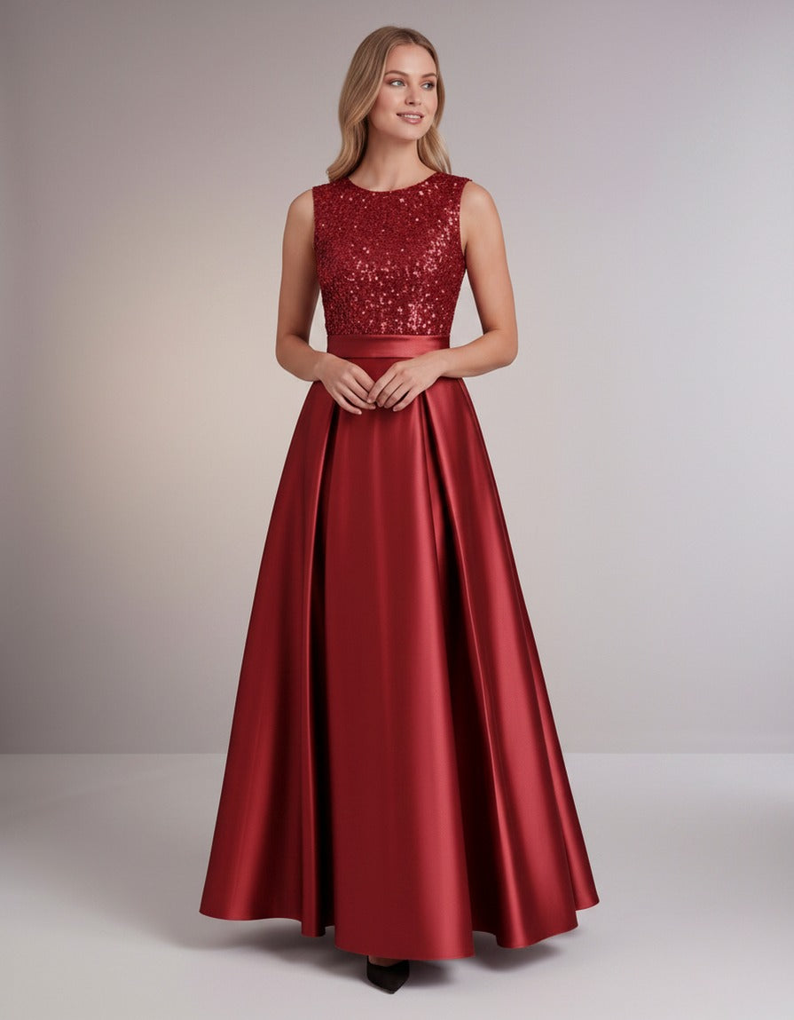Sequin Pleated Ball Gown
