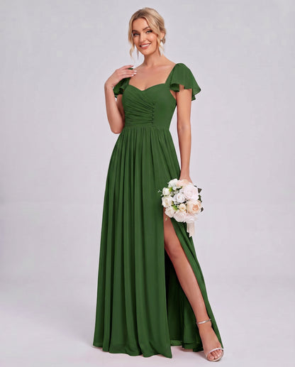 Chiffon Ruched Maxi Dress