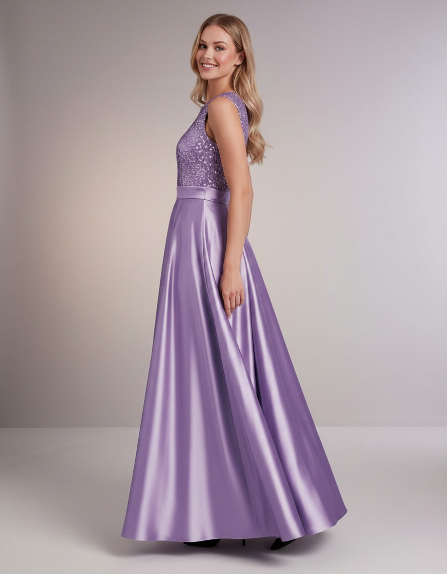 Sequin Pleated Ball Gown
