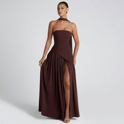 Corset Pleated Maxi Dress