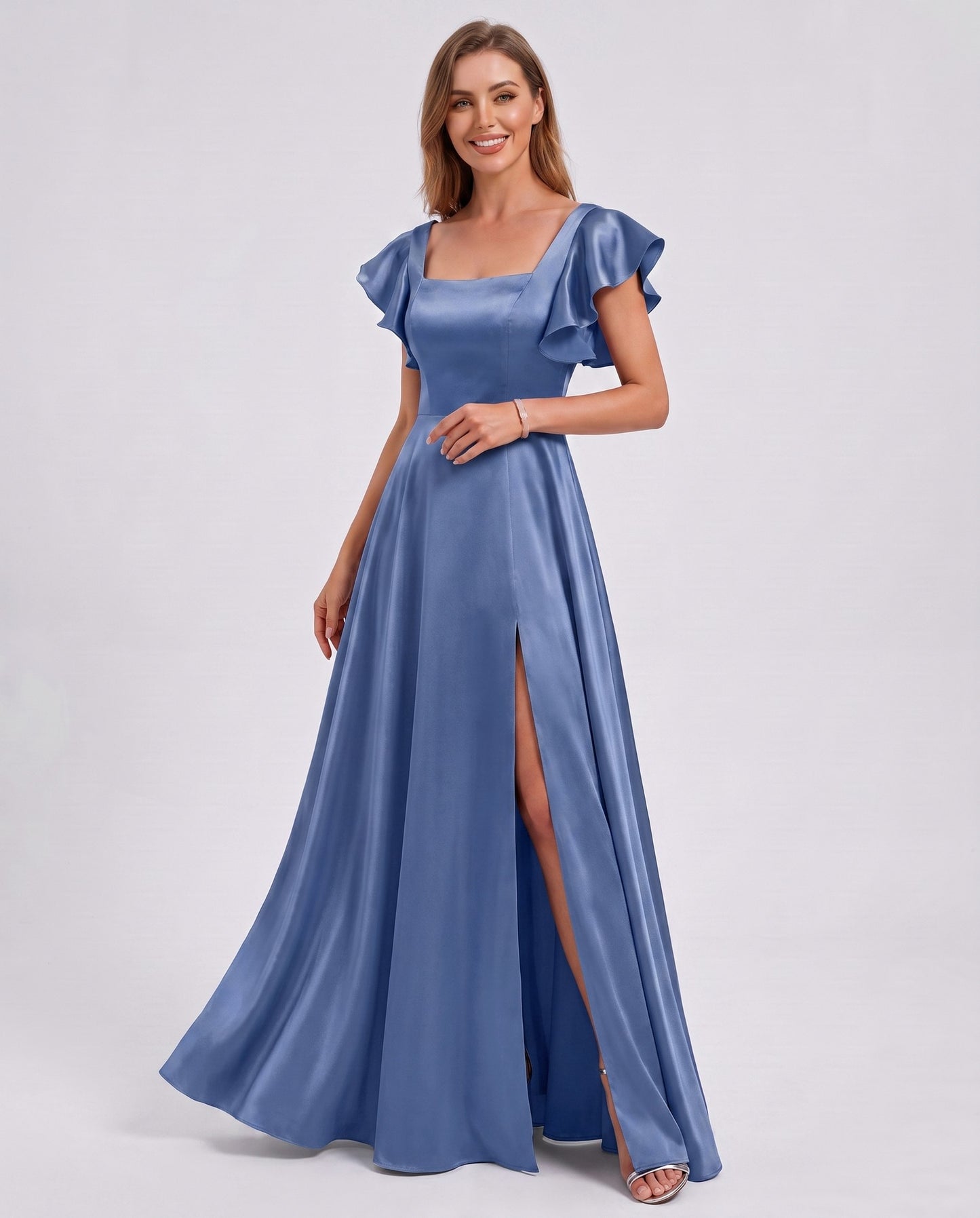 Satin Square Neck Maxi Dress
