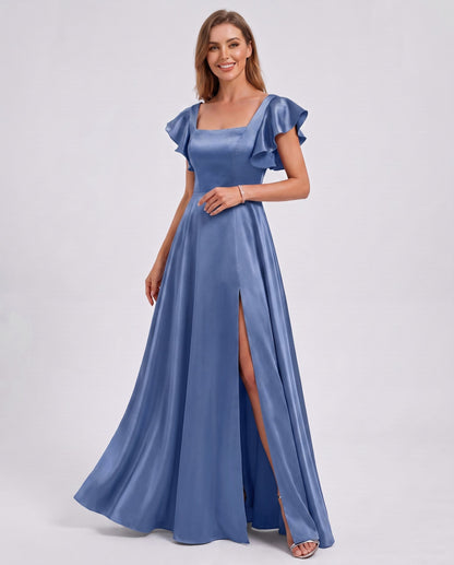 Satin Square Neck Maxi Dress