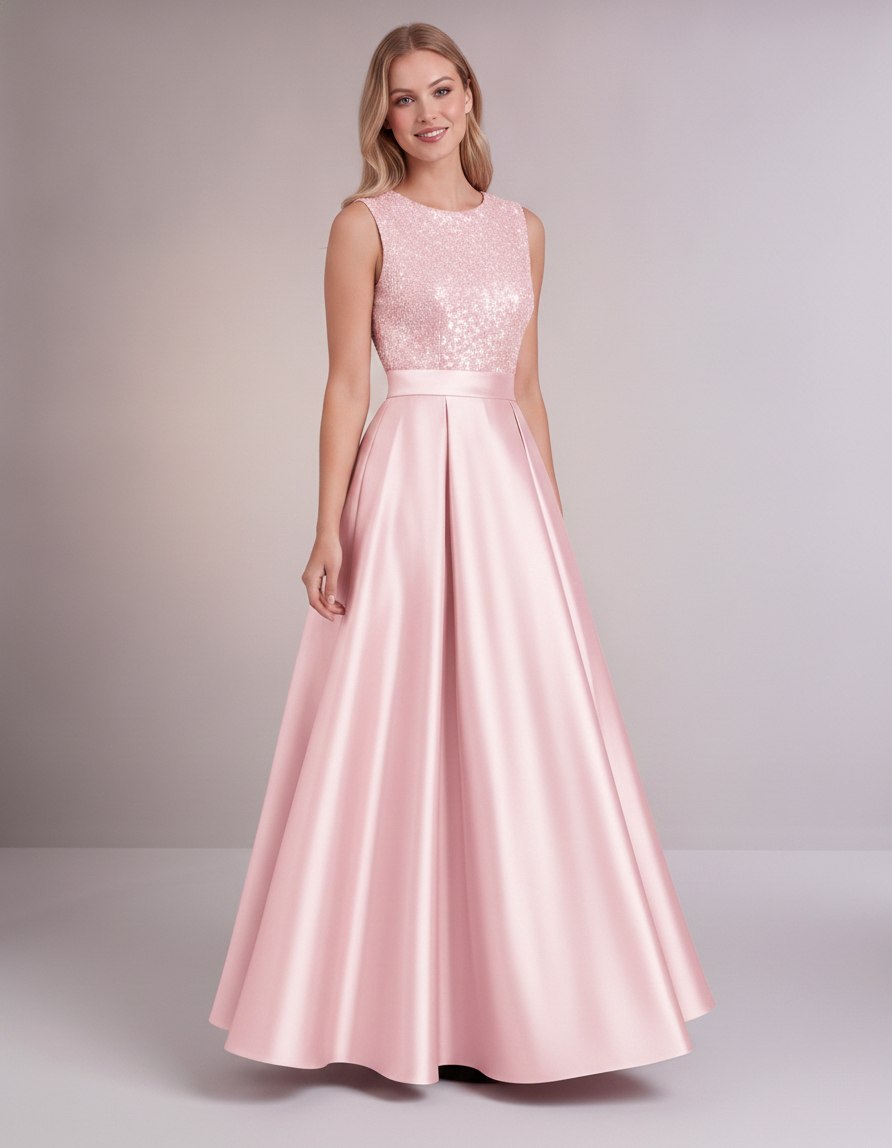 Sequin Pleated Ball Gown