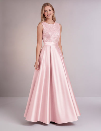 Sequin Pleated Ball Gown
