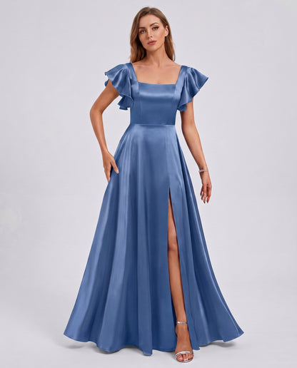 Satin Square Neck Maxi Dress