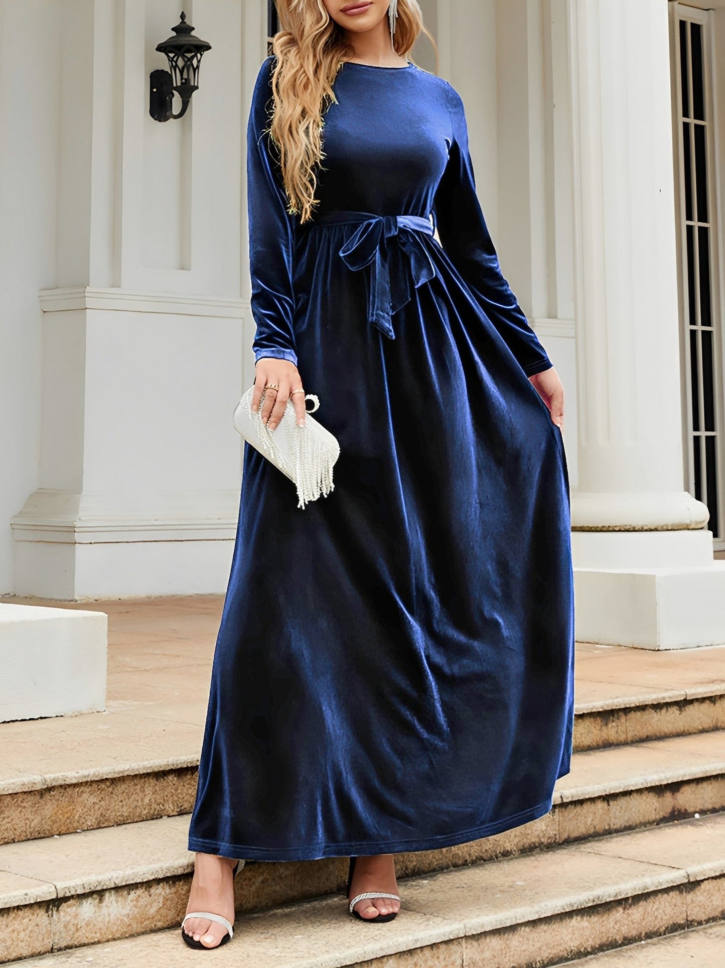 Velvet Long Sleeve Maxi Dress