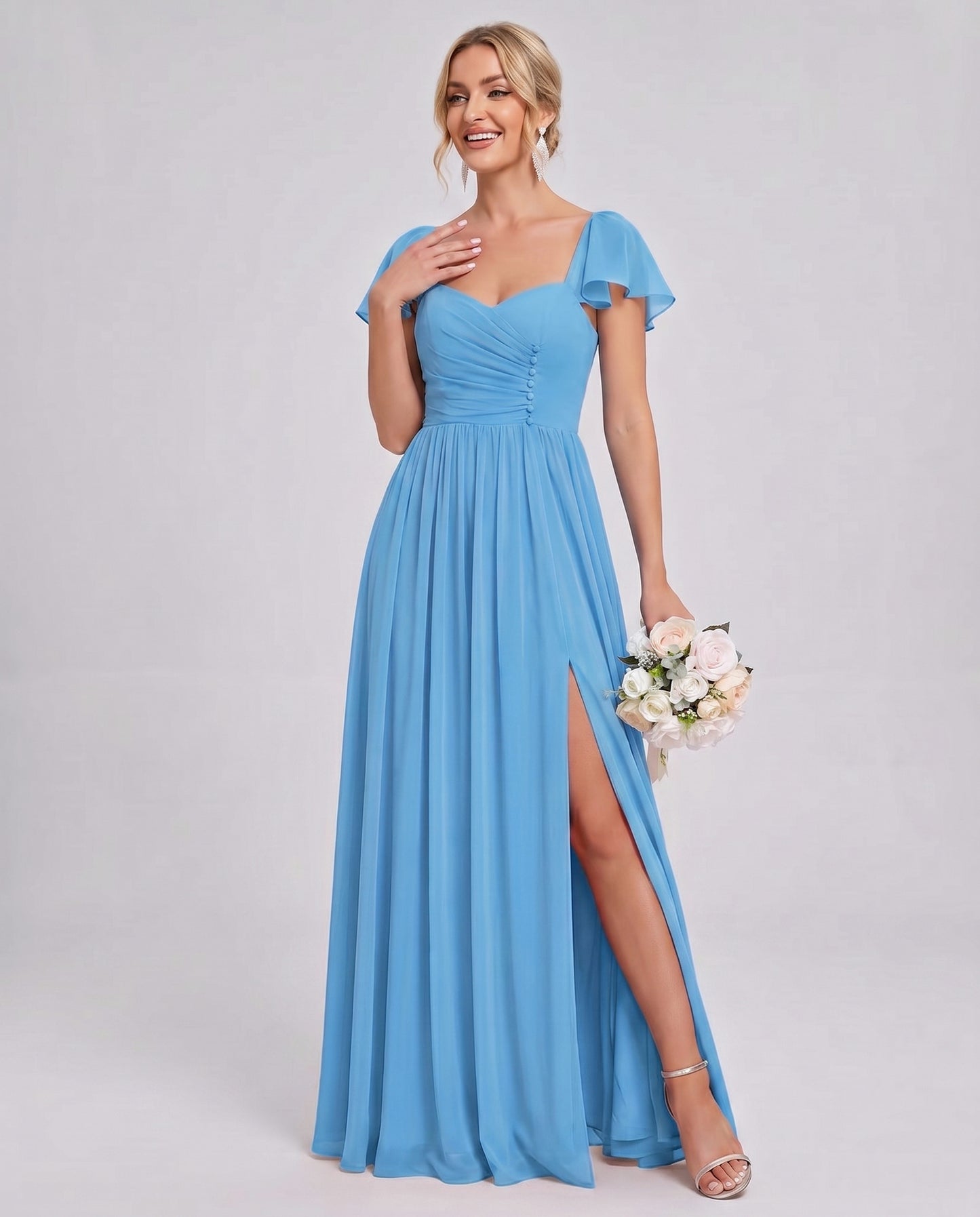Chiffon Ruched Maxi Dress