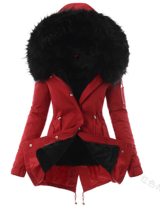 Hooded Faux Fur Trim Parka