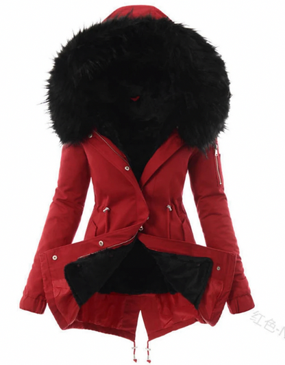Hooded Faux Fur Trim Parka