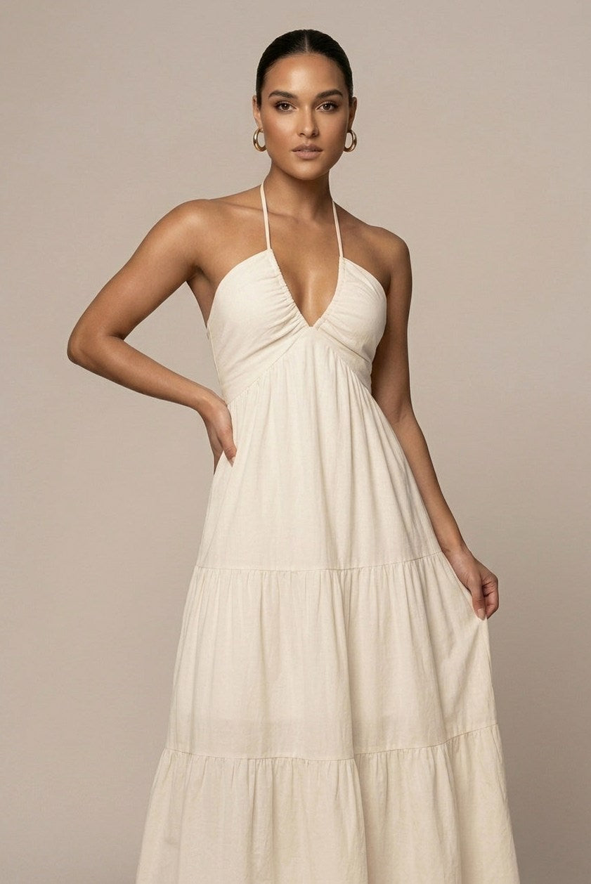 Halter Neck Tiered Maxi Dress