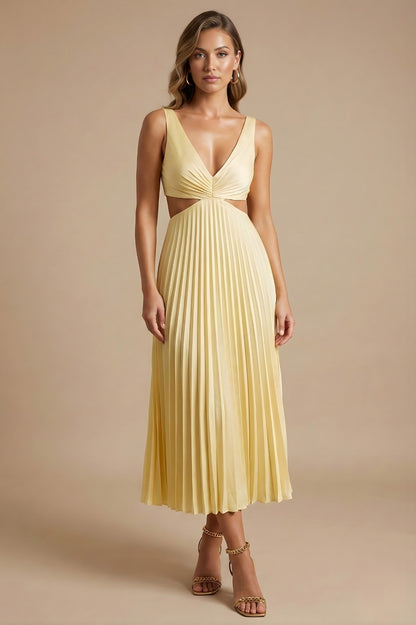 Cutout Pleated Midi Dress