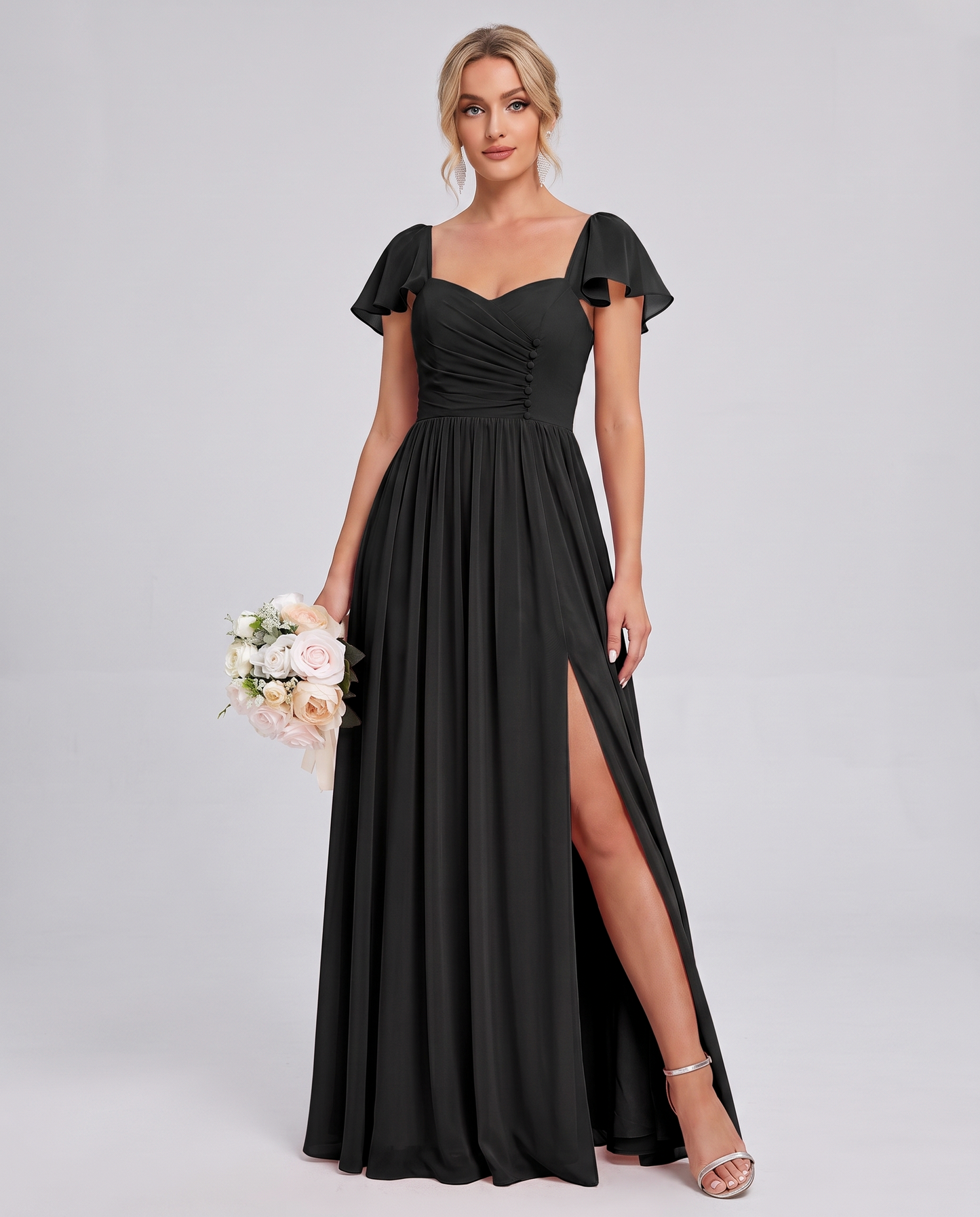 Chiffon Ruched Maxi Dress