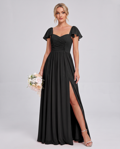 Chiffon Ruched Maxi Dress