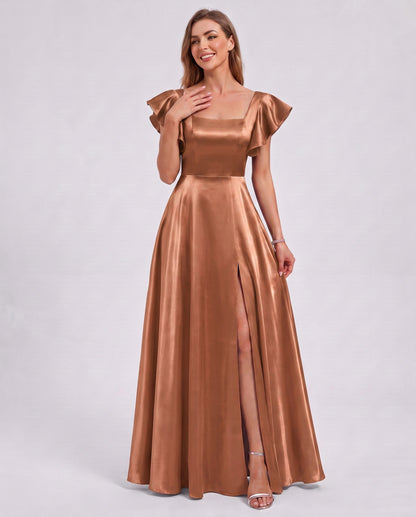 Satin Square Neck Maxi Dress
