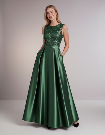 Sequin Pleated Ball Gown