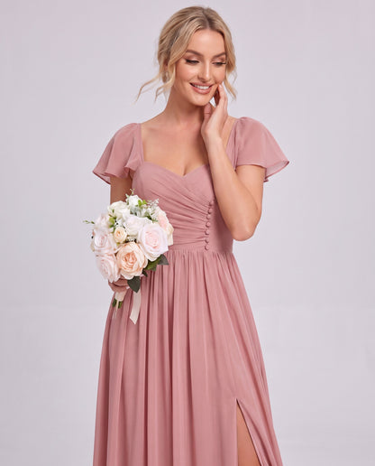 Chiffon Ruched Maxi Dress