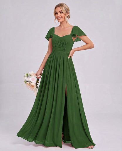 Chiffon Ruched Maxi Dress
