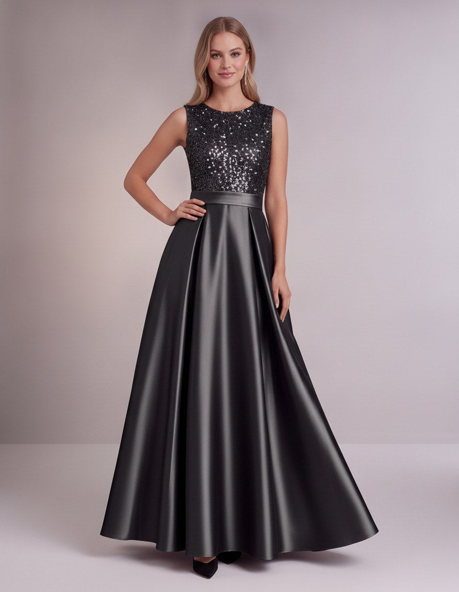 Sequin Pleated Ball Gown