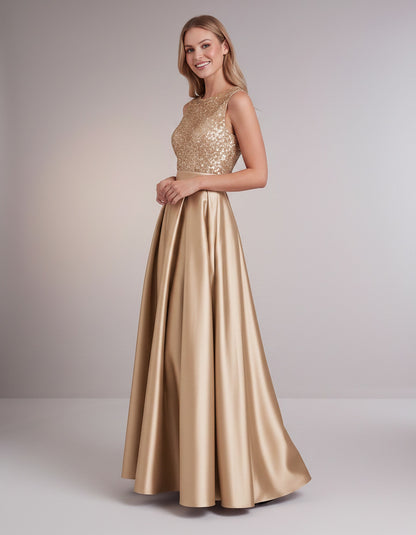 Sequin Pleated Ball Gown