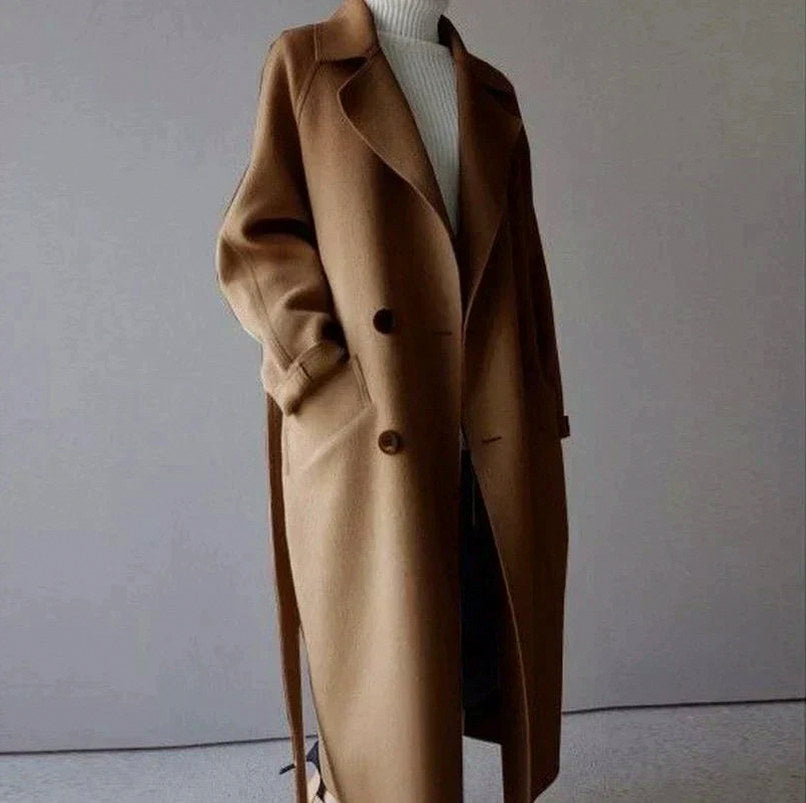 Double Breasted Belted Wool Coat