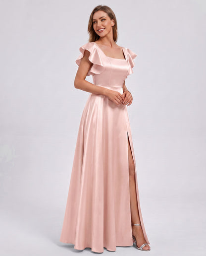 Satin Square Neck Maxi Dress