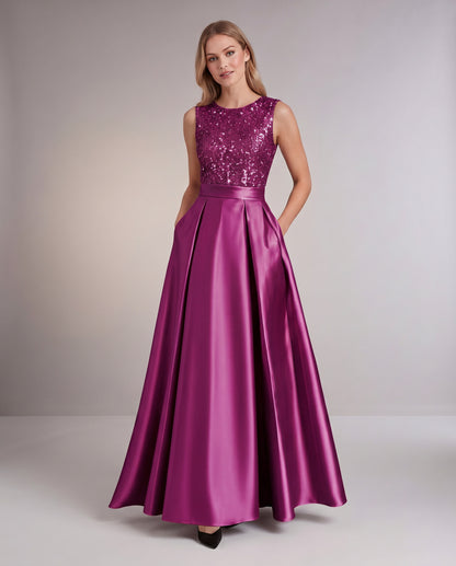 Sequin Pleated Ball Gown