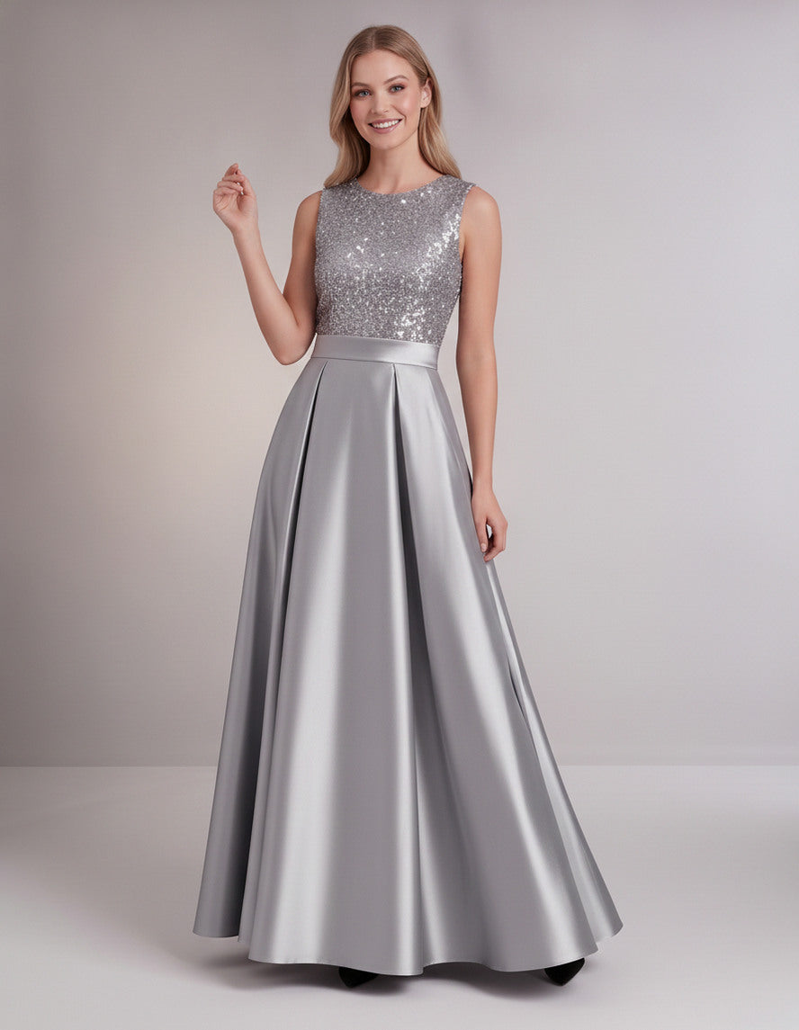 Sequin Pleated Ball Gown