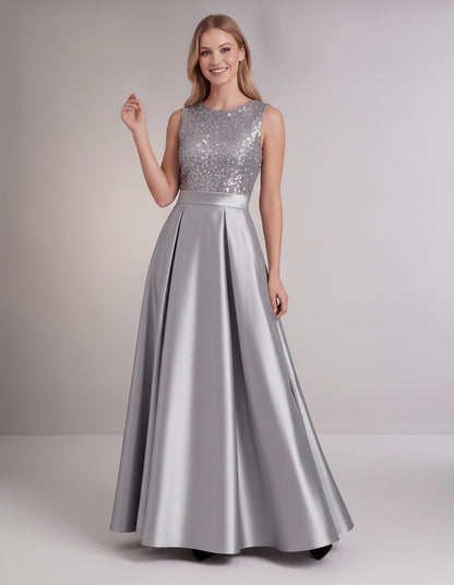 Sequin Pleated Ball Gown