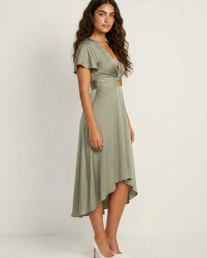 Short Sleeve Cutout Midi Dress