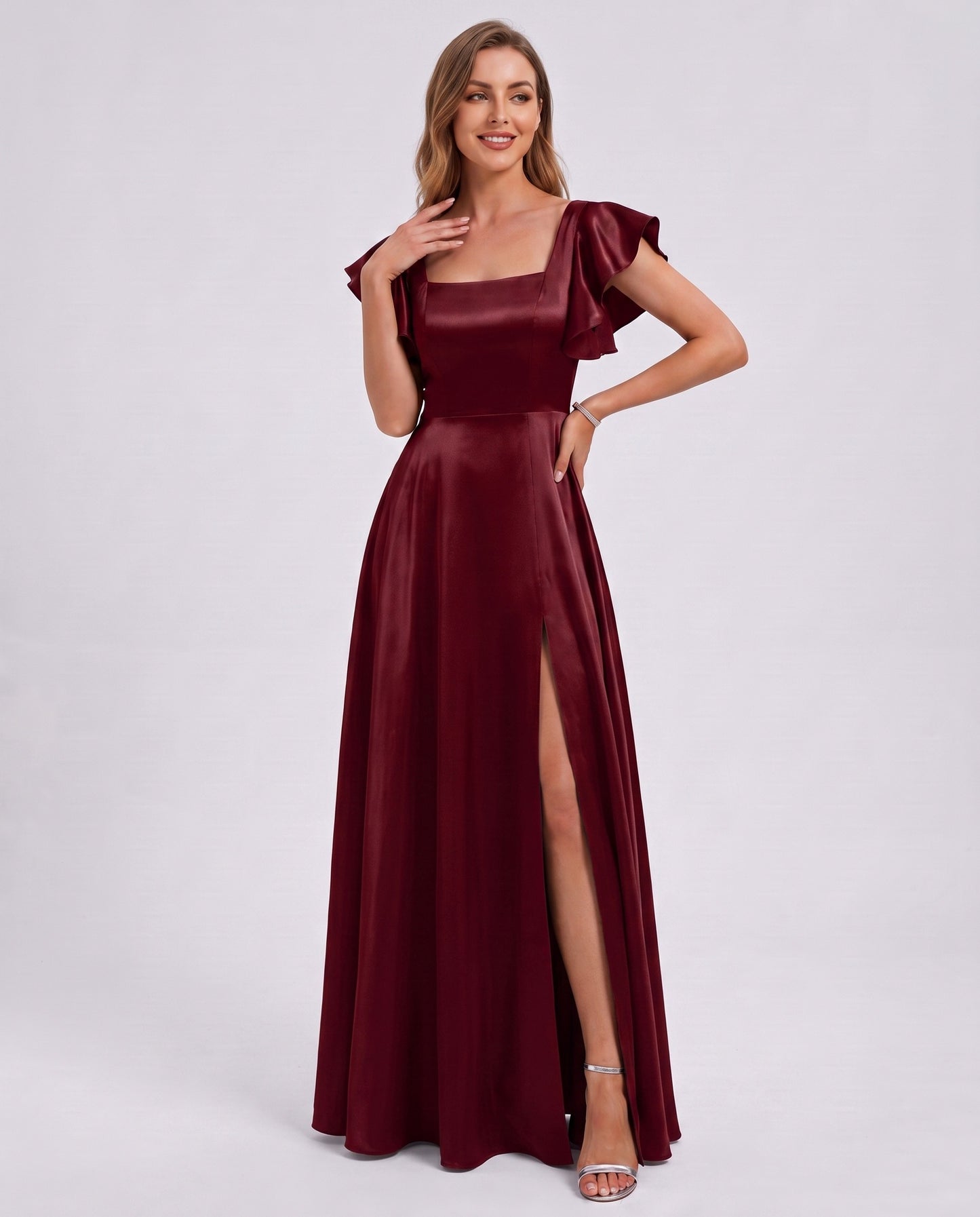 Satin Square Neck Maxi Dress