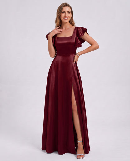 Satin Square Neck Maxi Dress