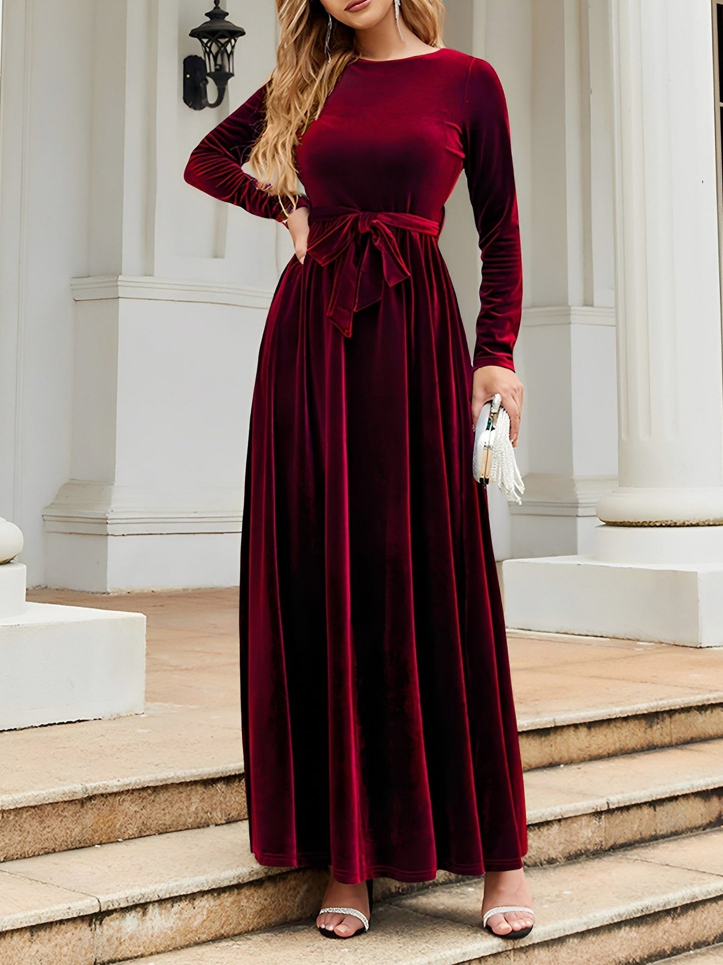 Velvet Long Sleeve Maxi Dress