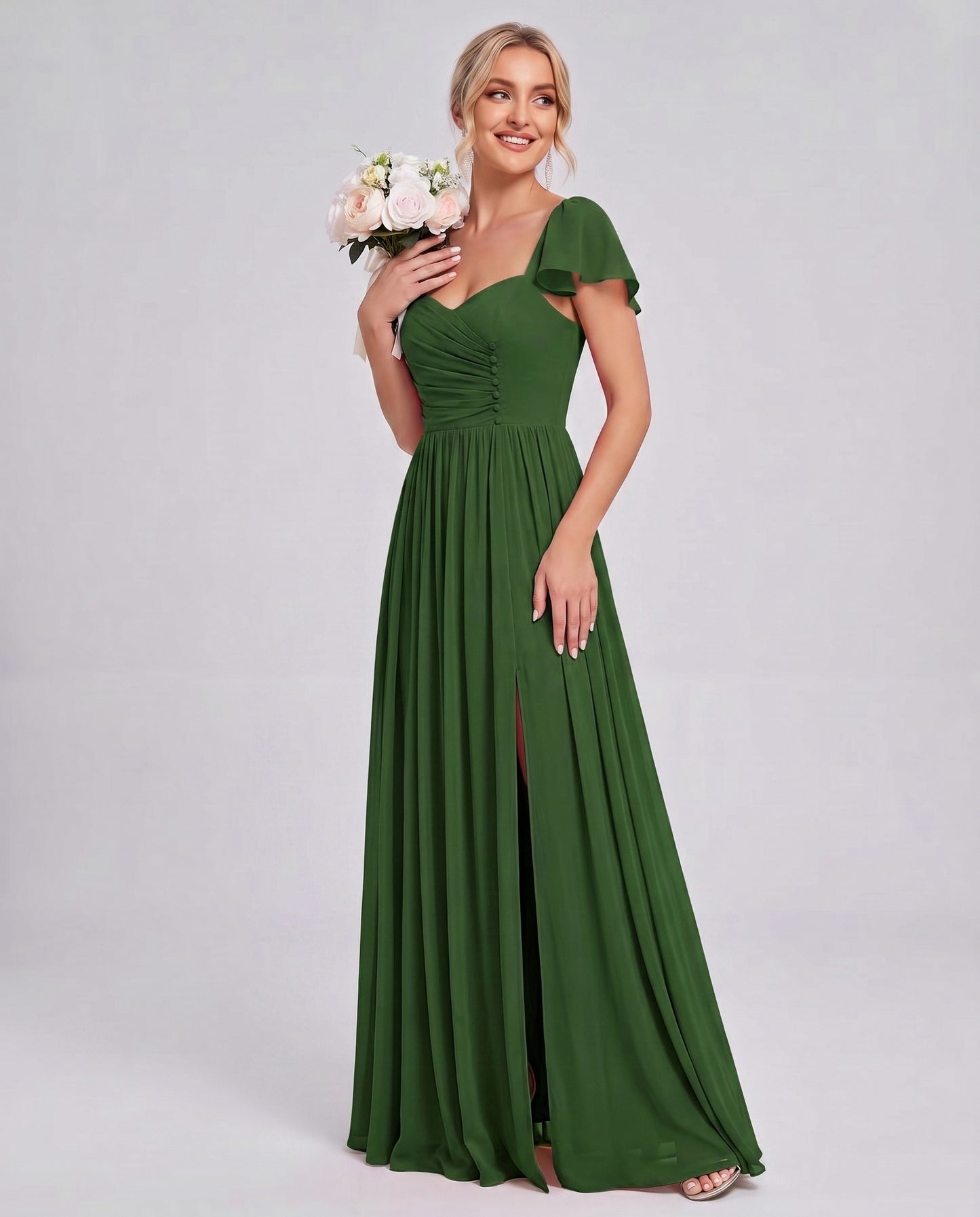 Chiffon Ruched Maxi Dress