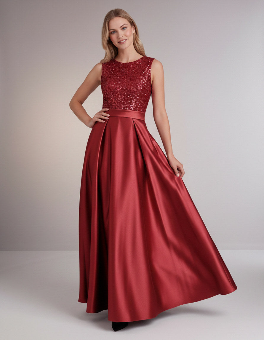 Sequin Pleated Ball Gown