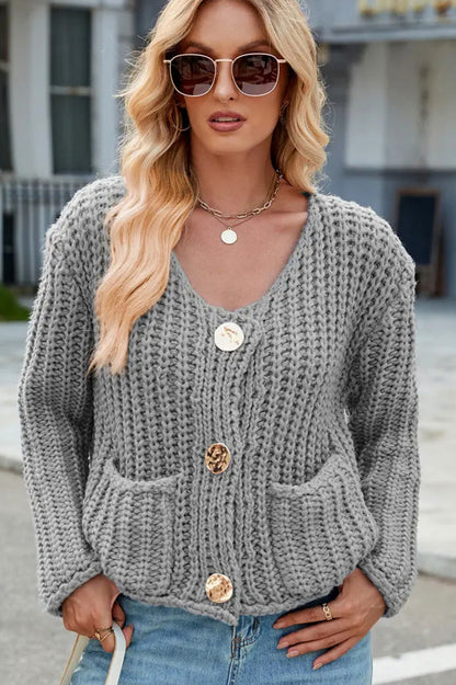 Chunky Knit Button Front Cardigan