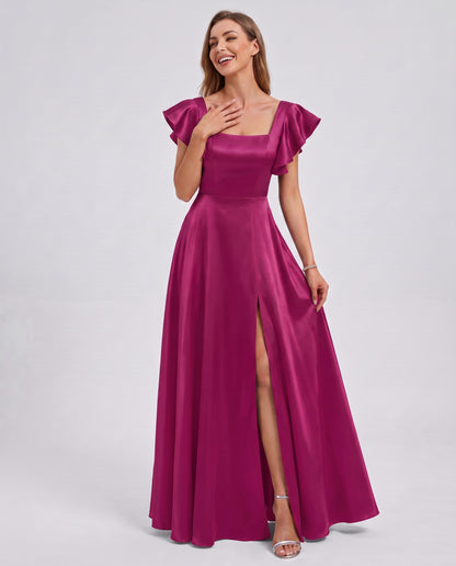 Satin Square Neck Maxi Dress