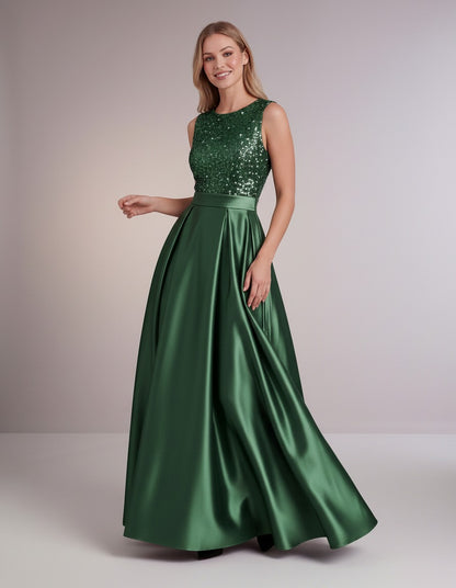 Sequin Pleated Ball Gown