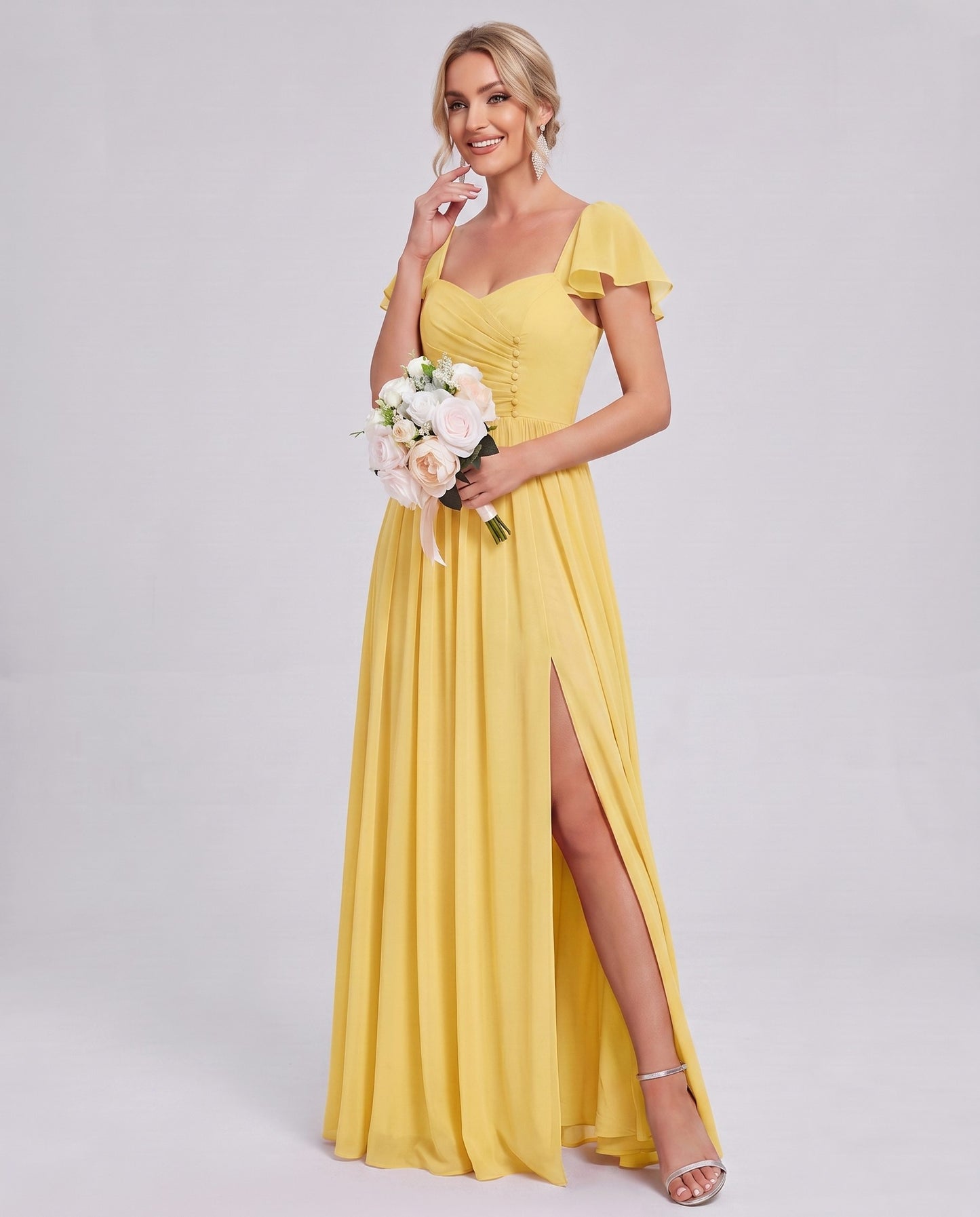 Chiffon Ruched Maxi Dress