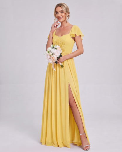 Chiffon Ruched Maxi Dress