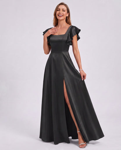 Satin Square Neck Maxi Dress