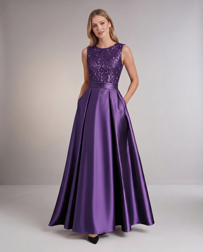 Sequin Pleated Ball Gown