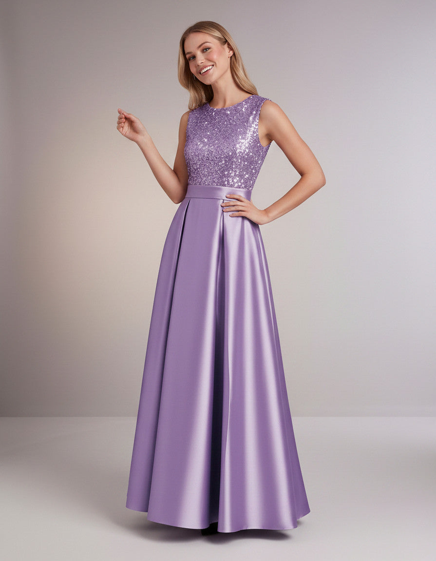 Sequin Pleated Ball Gown